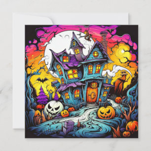 Tarjeta Halloween atormentó la casa a la luz de la luna