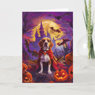 Tarjeta Halloween Beagle Dog Pumpkins Scary