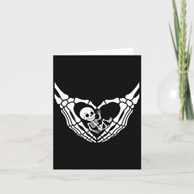 Tarjeta Halloween bebé embarazada Skeleton Spooky temporad (Anverso)