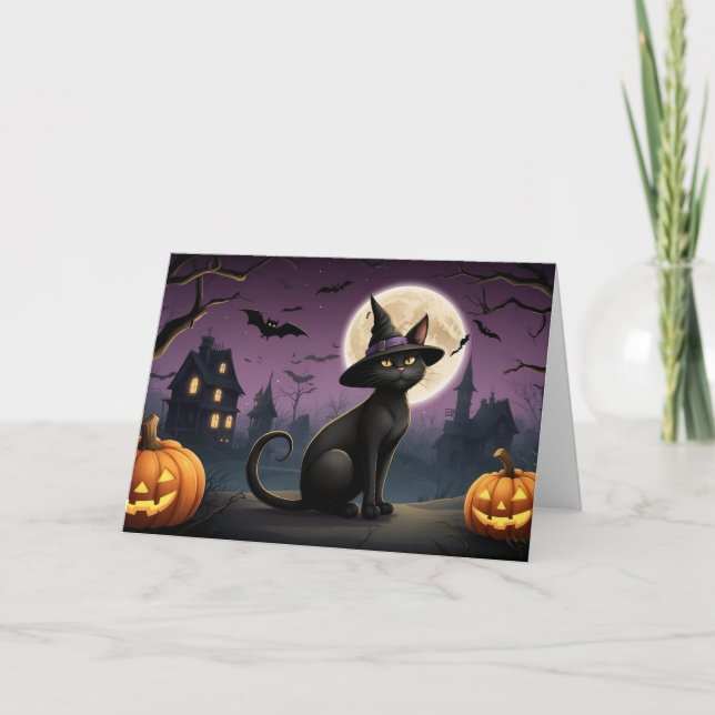 Tarjeta Halloween Black Cat Night Out (Anverso)
