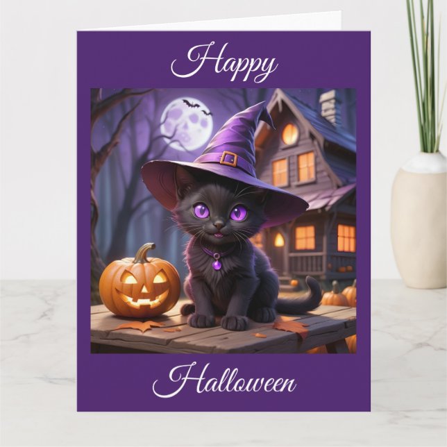 Tarjeta Halloween Black Kitten (Anverso)