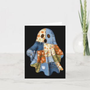 Tarjeta Halloween Blue Denim Boo Ghost Floral Coquette Fal