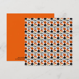 Tarjeta Halloween Boo Bats Calabaza De Gatos Y Dibujo De L
