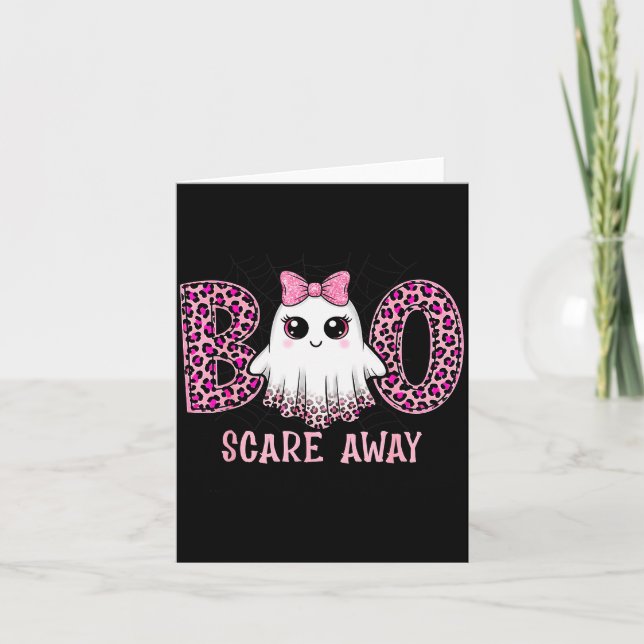 Tarjeta Halloween Boo E Away Breast Cancer Awareness Cute  (Anverso)