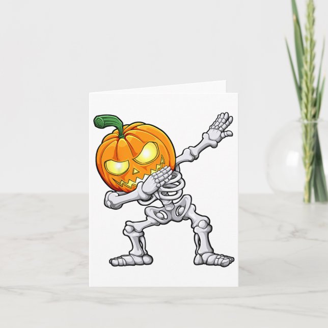 Tarjeta Halloween Boys Dabbing Skeleton Scary Pumpkin Jack (Anverso)