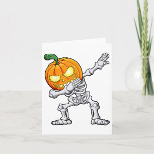 Tarjeta Halloween Boys Dabbing Skeleton Scary Pumpkin Jack