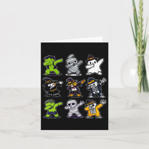 Tarjeta Halloween Boys Skeleton Zombie Scary Pumpkin Mummy