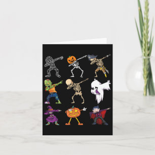 Tarjeta Halloween Boys Skeleton Zombie Scary Pumpkin Mummy