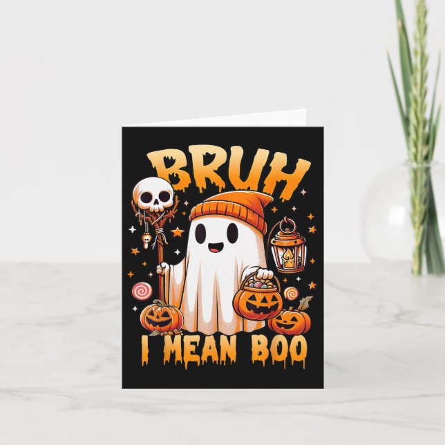 Tarjeta Halloween Bruh Ghost Boo Skull Trampa O Tr (Anverso)