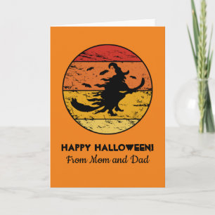 Tarjeta Halloween Bruja Vintage angre 2 Retro Sunset