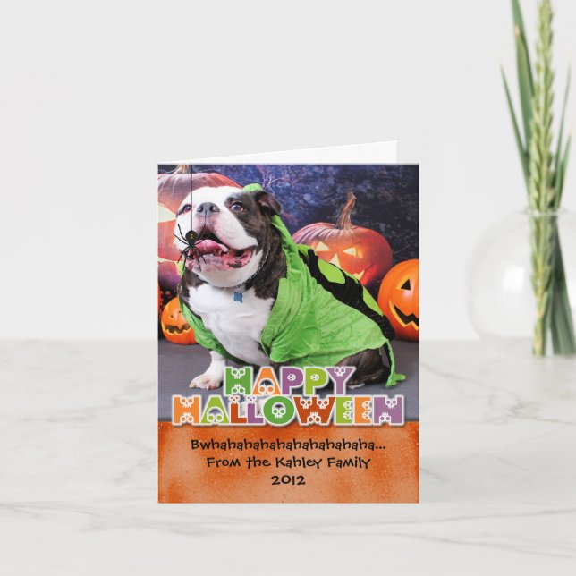 Tarjeta Halloween - Bulldog inglés - Spike (Anverso)