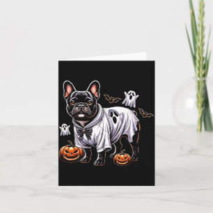 Tarjeta Halloween Bulldog Negro Fantasmas Calabazas Murcié