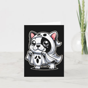 Tarjeta Halloween Bulldog Negro Murciélagos Fantasmales - 
