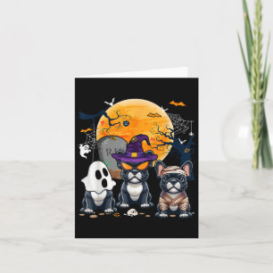 Tarjeta Halloween Bulldoges franceses Cosplay Witch Ghost 
