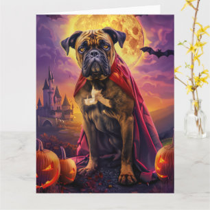 Tarjeta Halloween Bullmastiff Calabazas de vampiros asusta