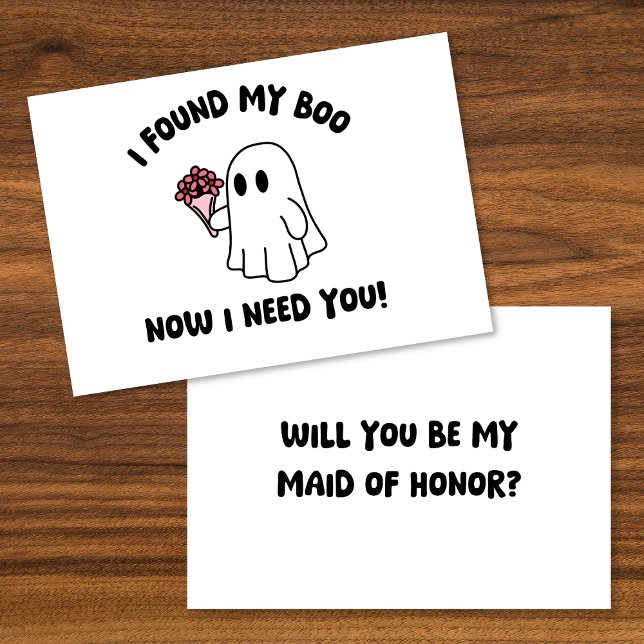 Tarjeta Halloween, burro fantasma, propuesta de honor (Pop the question with this cute ghost-themed Maid of Honor proposal card for Halloween lovers!)