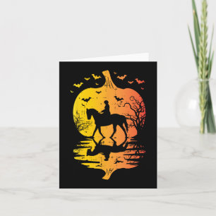 Tarjeta Halloween Caballo Silhouette Calabaza Vintage