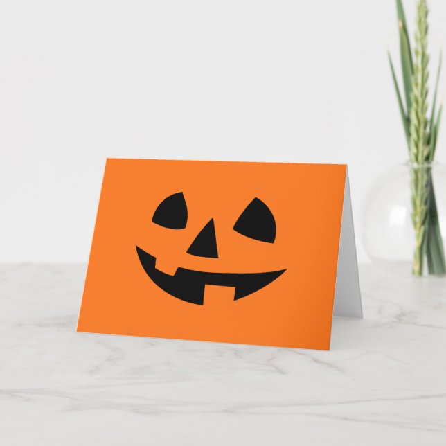 Tarjeta Halloween calabaza aislada sonrisa divertida (Anverso)
