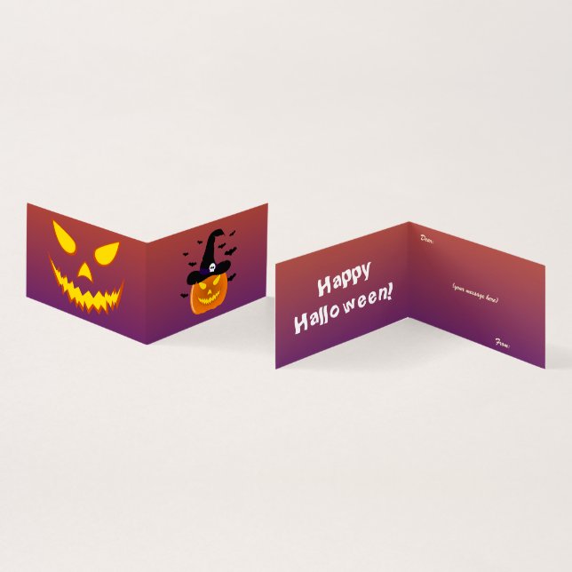 Tarjeta Halloween Calabaza Jack o’ Lantern Witch Gorra (Interior y exterior)