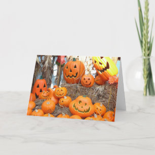 Tarjeta Halloween calabazas de calabazas de naranja de lin