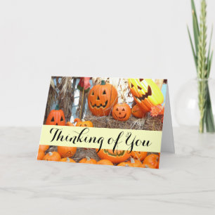Tarjeta Halloween calabazas de calabazas de naranja de lin
