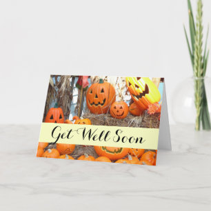 Tarjeta Halloween calabazas de calabazas de naranja de lin