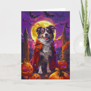 Tarjeta Halloween Calabazas de perro pastor australiano as