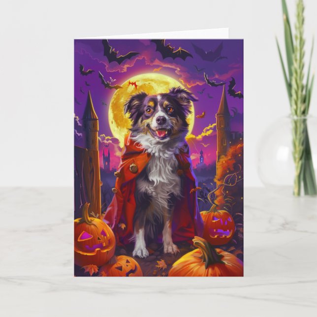 Tarjeta Halloween Calabazas de perro pastor australiano as (Anverso)