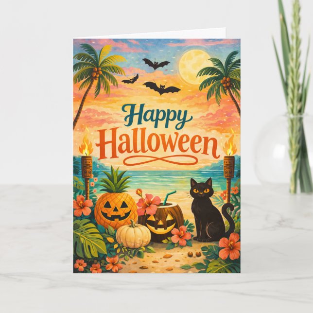 Tarjeta Halloween Caprichoso Colorido Tropical (Anverso)