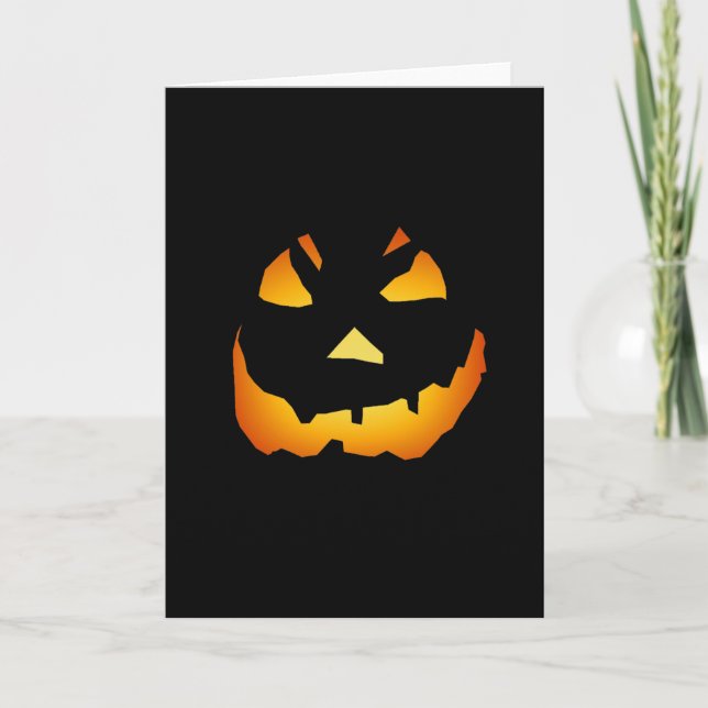 Tarjeta Halloween: Cara de Jack-o-Lantern: (Anverso)