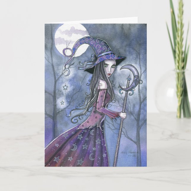 Tarjeta Halloween Card Bruja púrpura (Anverso)