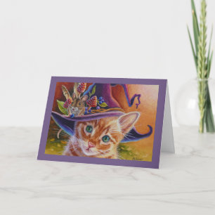 Tarjeta Halloween Cat and Mouse No. 1 Watercolor Art