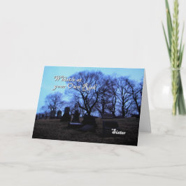 Tarjeta Halloween - cementerio fantasmagórico, para la
