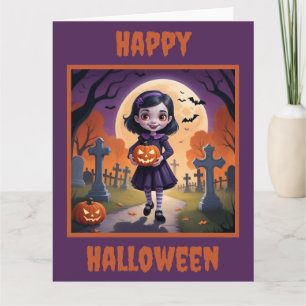 Tarjeta Halloween, Chica de pequeños vampiros