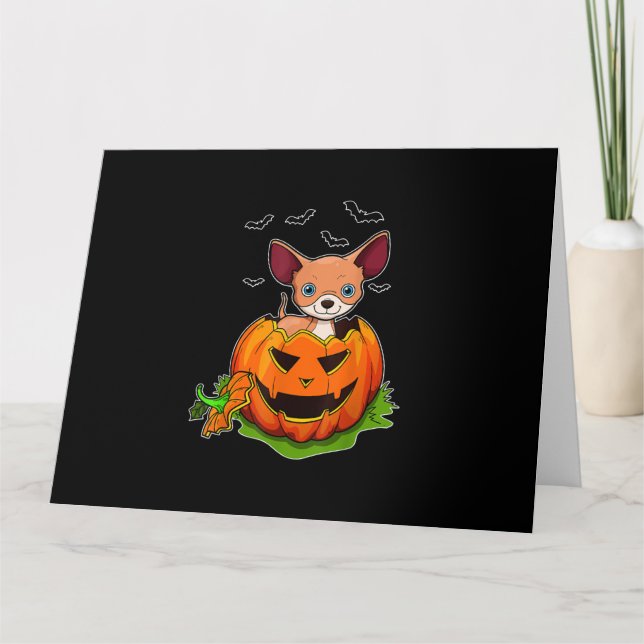 Tarjeta Halloween Chihuahua Perros Amantes de la Calabaza  (Anverso)