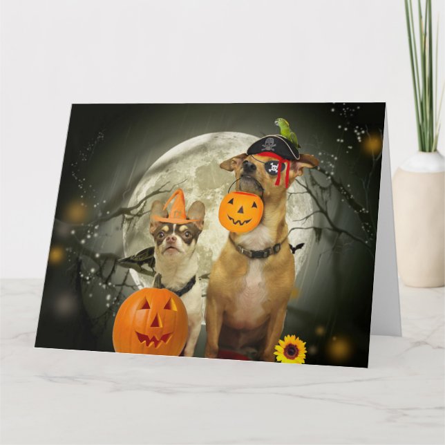 Tarjeta Halloween chihuahuas (Anverso)