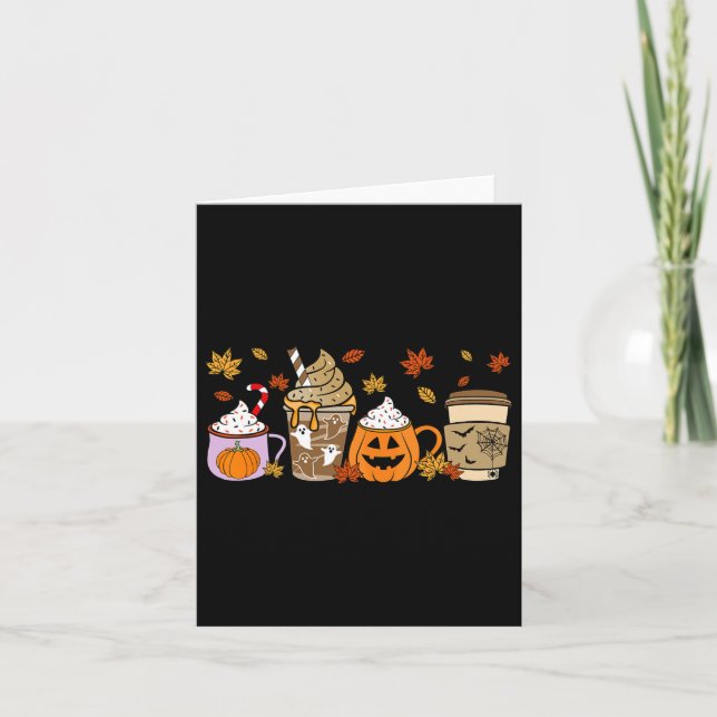 Tarjeta Halloween Coffee Calabaza Latte Spice Costume Homb (Anverso)