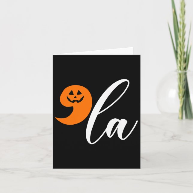 Tarjeta Halloween Comma La Funny Pumpkin Kamala Harris Pre (Anverso)