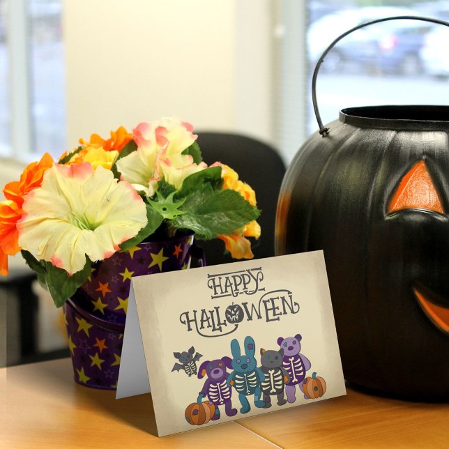 Tarjeta Halloween con dibujos animados y calabazas (Subido por el creador)