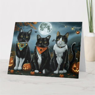 Tarjeta Halloween con gatos de Tuxedo