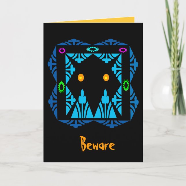 Tarjeta Halloween con ojos brillantes (Anverso)