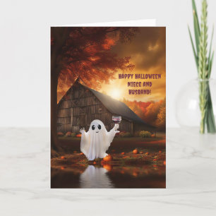 Tarjeta Halloween con temática de vino divertida para sobr