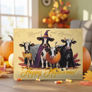 Tarjeta Halloween con una divertida acuarela retro persona