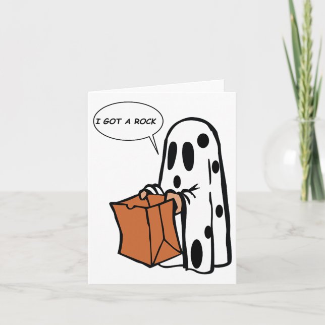 Tarjeta Halloween conseguí un fantasma de piedra (Anverso)