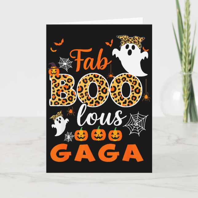 Tarjeta Halloween Costume Cute Leopard Boo Gaga Soky Ghost (Anverso)