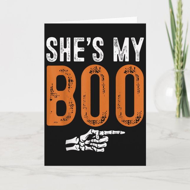 Tarjeta Halloween Costumes Shes My Boo Couple Matching Par (Anverso)