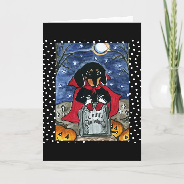 Tarjeta Halloween Count Dachshund (Anverso)