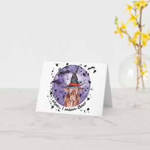 Tarjeta Halloween Cow Moo me refiero a Boo Funny