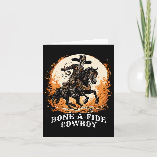 Tarjeta Halloween Cowboy Spooky Skeleton Rodeo (Anverso)
