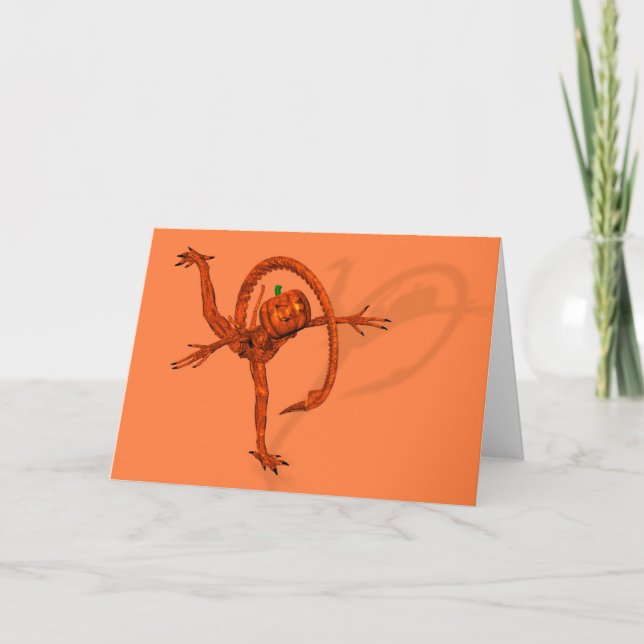 Tarjeta Halloween Creatura De La Calabaza Galaxia (Anverso)
